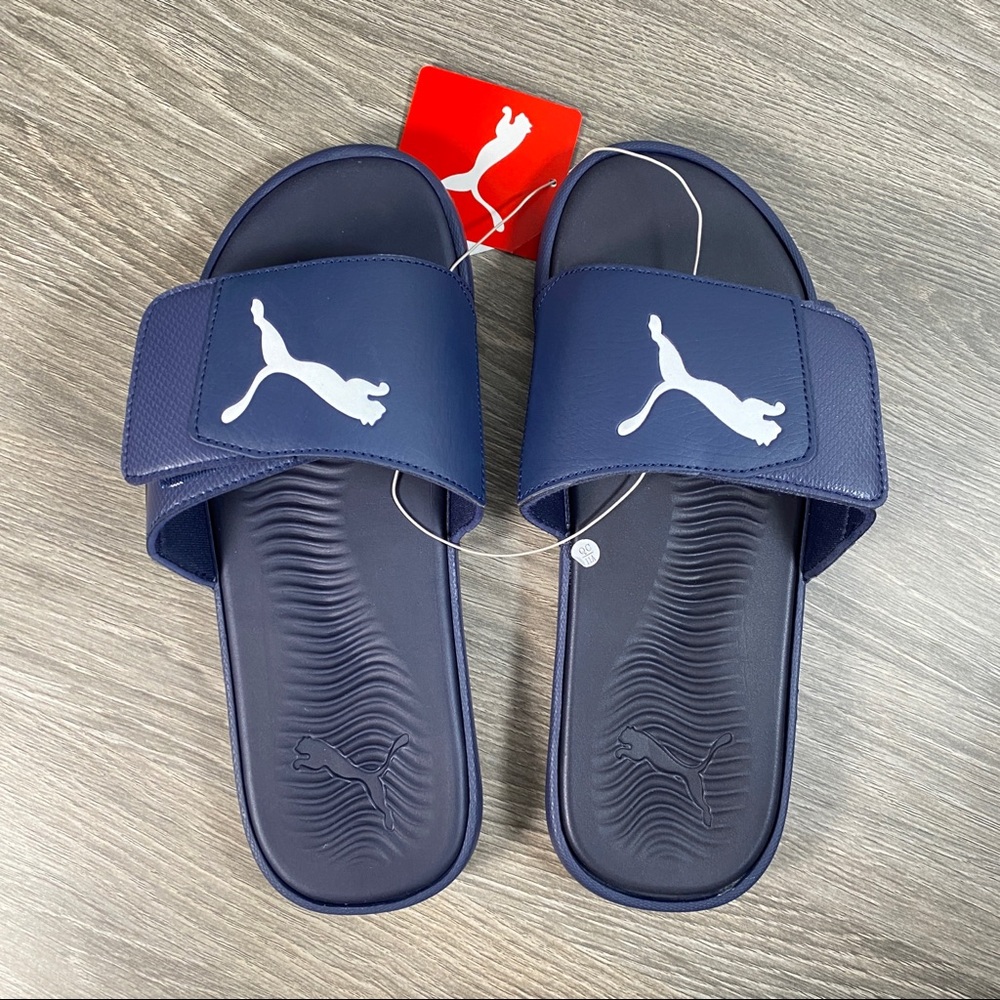 Mens Puma Blue Slides Flip Flops Size 9